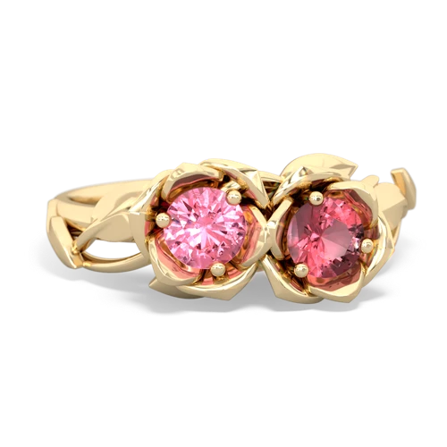 pink sapphire-tourmaline roses ring
