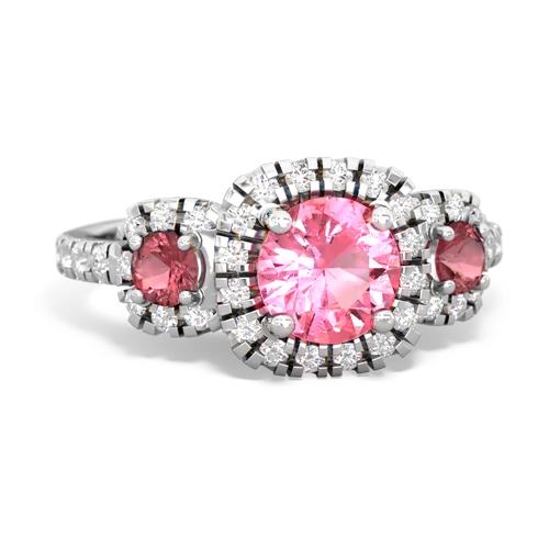 pink sapphire-tourmaline three stone regal ring