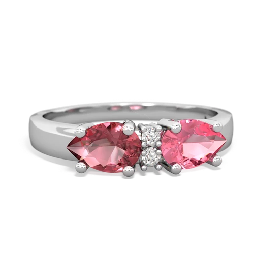 Lab Pink Sapphire Lab Created Pink Sapphire with Genuine Pink Tourmaline Pear Bowtie ring Ring