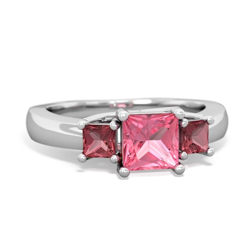 Lab Pink Sapphire Lab Created Pink Sapphire with Genuine Pink Tourmaline and  Three Stone Trellis ring Ring