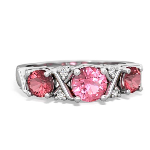 Lab Pink Sapphire Lab Created Pink Sapphire with Genuine Pink Tourmaline and  Hugs and Kisses ring Ring