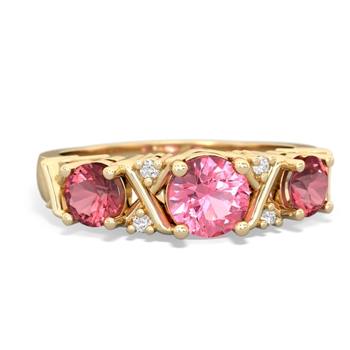 Lab Pink Sapphire Lab Created Pink Sapphire with Genuine Pink Tourmaline and Genuine Peridot Hugs and Kisses ring Ring