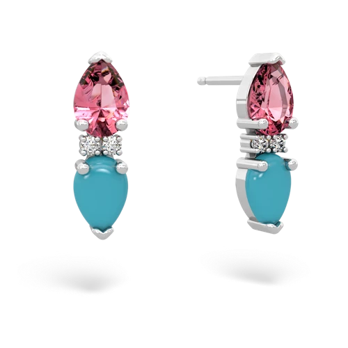 pink sapphire-turquoise bowtie earrings