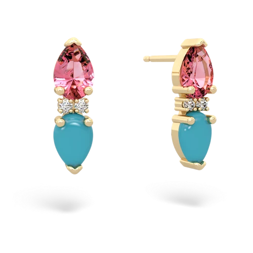 pink sapphire-turquoise bowtie earrings