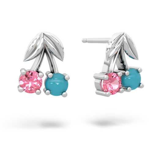 pink sapphire-turquoise cherries earrings
