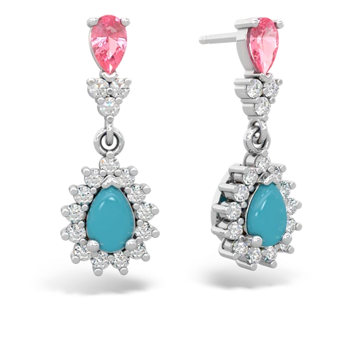 pink sapphire-turquoise dangle earrings