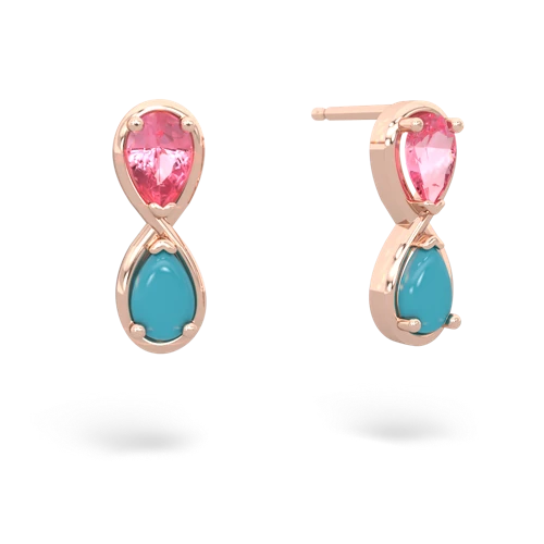 pink sapphire-turquoise infinity earrings