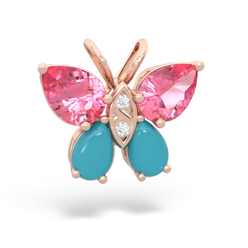 pink sapphire-turquoise butterfly pendant