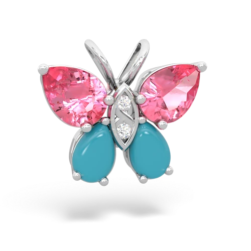 pink sapphire-turquoise butterfly pendant