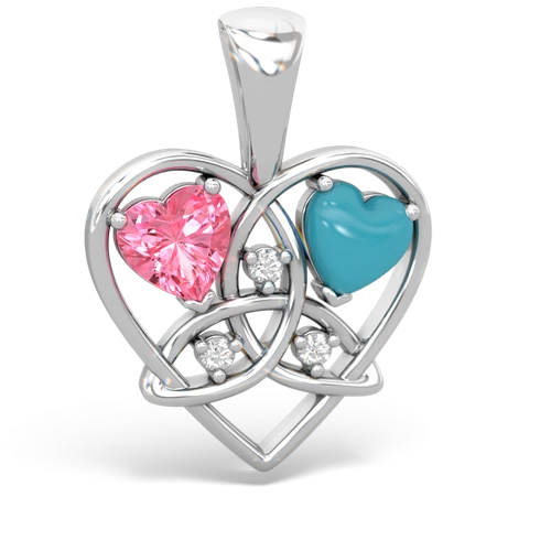 pink sapphire-turquoise celtic heart pendant