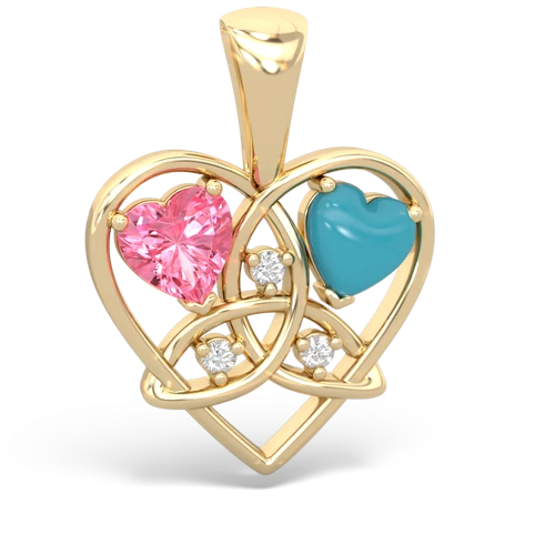 pink sapphire-turquoise celtic heart pendant