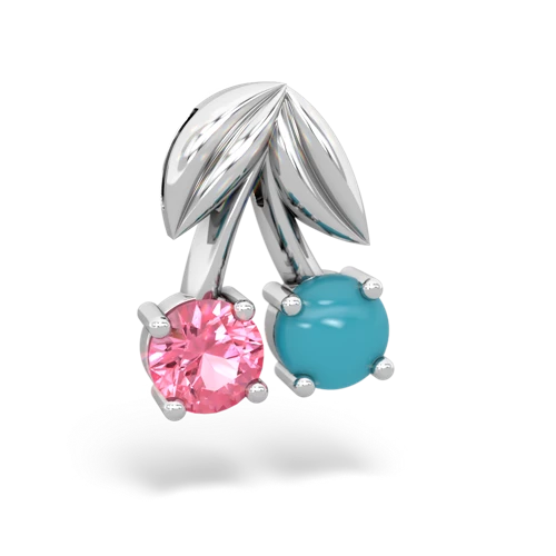 pink sapphire-turquoise cherries pendant