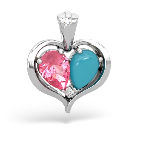 pink sapphire-turquoise half heart whole pendant