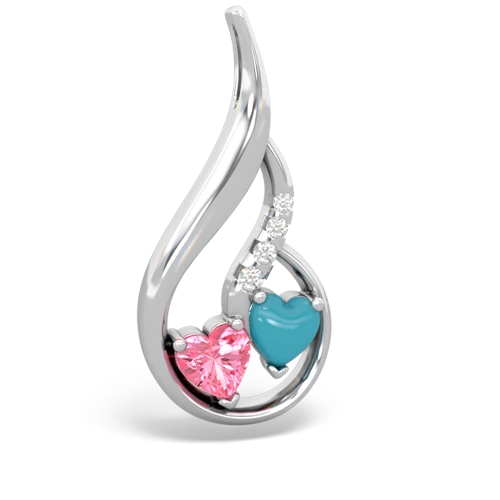 pink sapphire-turquoise keepsake swirl pendant