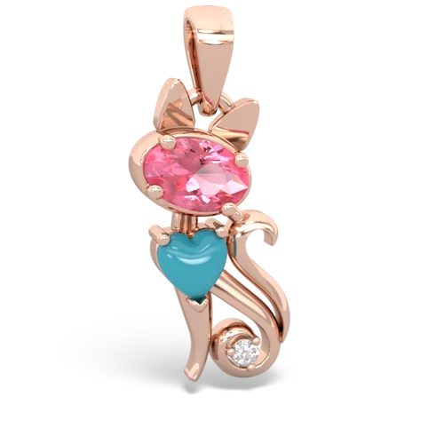 pink sapphire-turquoise kitten pendant