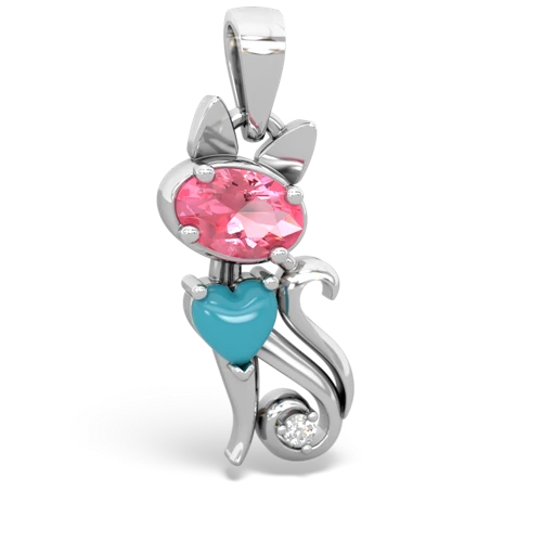 pink sapphire-turquoise kitten pendant