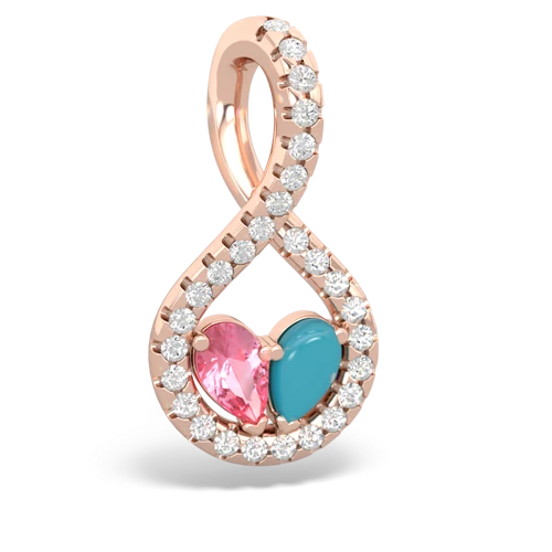 pink sapphire-turquoise pave twist pendant