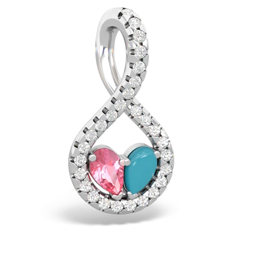 pink sapphire-turquoise pave twist pendant