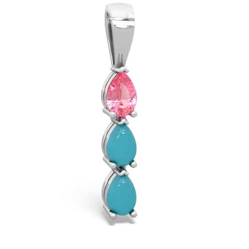 pink sapphire-turquoise three stone pendant