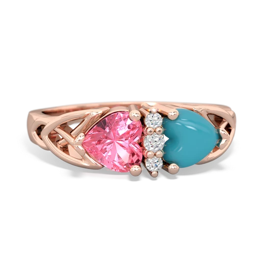 pink sapphire-turquoise celtic ring