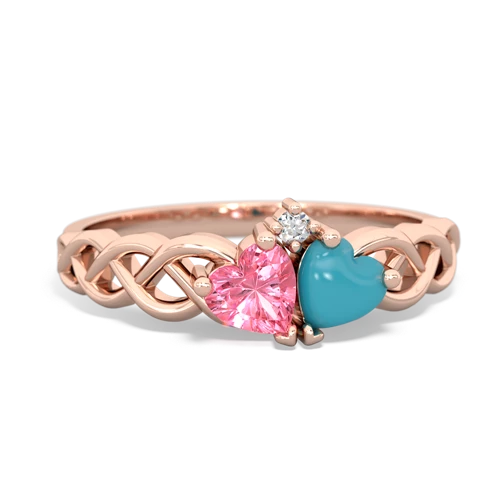 pink sapphire-turquoise celtic braid ring
