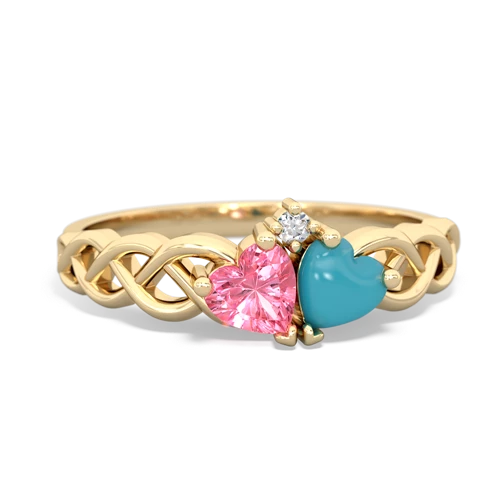 pink sapphire-turquoise celtic braid ring