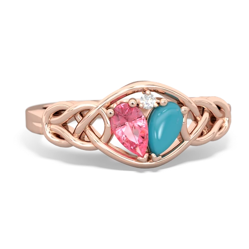 pink sapphire-turquoise celtic knot ring