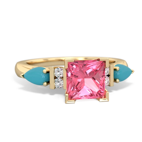 pink sapphire-turquoise engagement ring