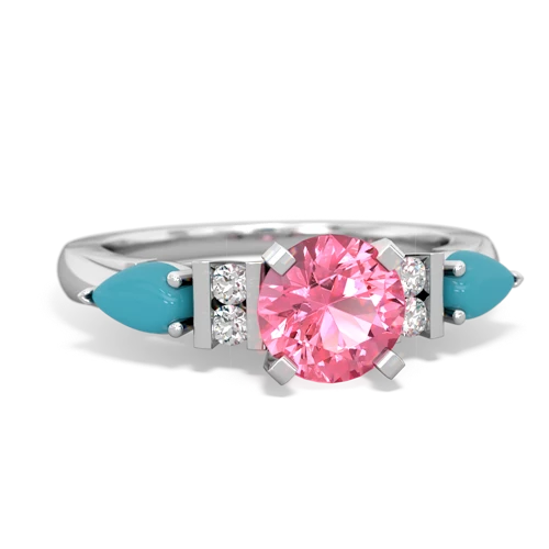 pink sapphire-turquoise engagement ring