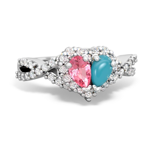 pink sapphire-turquoise engagement ring