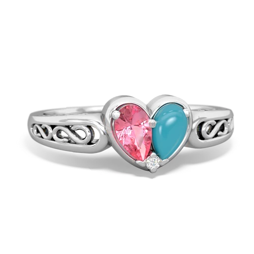 pink sapphire-turquoise filligree ring