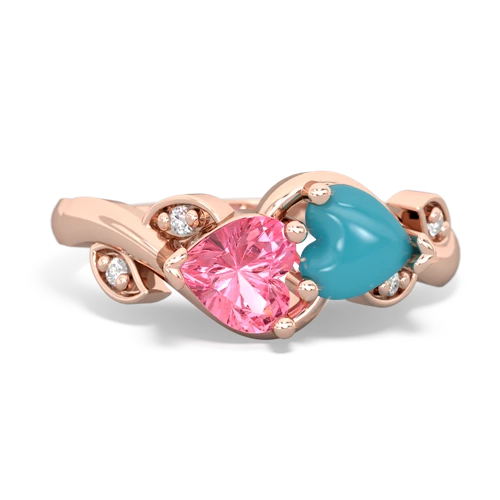 pink sapphire-turquoise floral keepsake ring