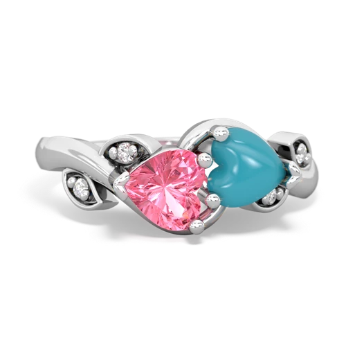 pink sapphire-turquoise floral keepsake ring