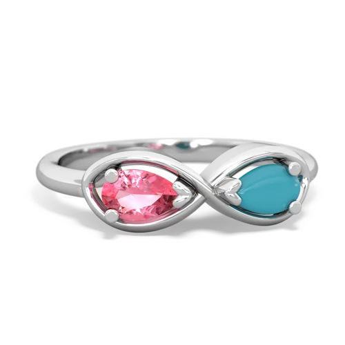 pink sapphire-turquoise infinity ring