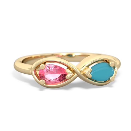 pink sapphire-turquoise infinity ring