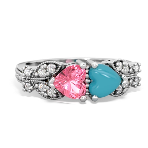 pink sapphire-turquoise keepsake butterfly ring