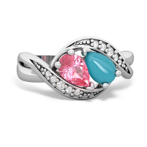 pink sapphire-turquoise keepsake curls ring