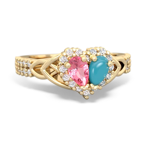 pink sapphire-turquoise keepsake engagement ring