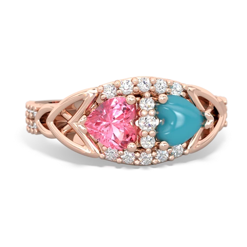 pink sapphire-turquoise keepsake engagement ring