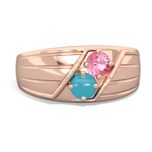 pink sapphire-turquoise mens ring
