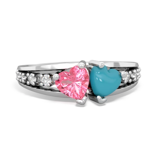 pink sapphire-turquoise modern ring