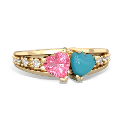 pink sapphire-turquoise modern ring