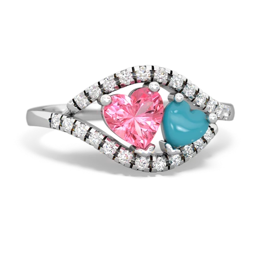 pink sapphire-turquoise mother child ring