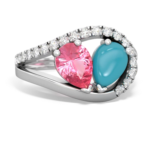 pink sapphire-turquoise pave heart ring