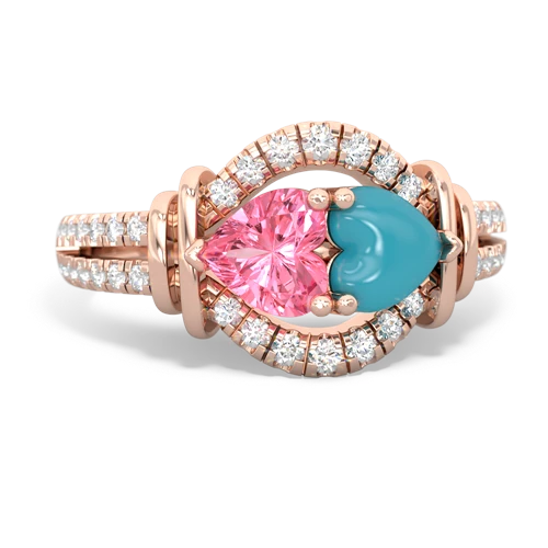 pink sapphire-turquoise pave keepsake ring