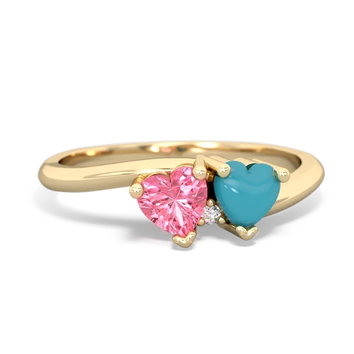 pink sapphire-turquoise sweethearts promise ring