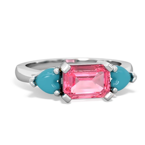 pink sapphire-turquoise timeless ring