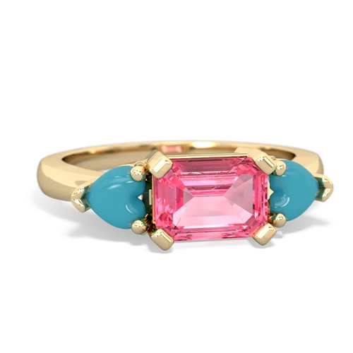 pink sapphire-turquoise timeless ring