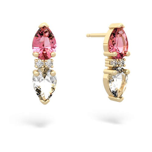pink sapphire-white topaz bowtie earrings