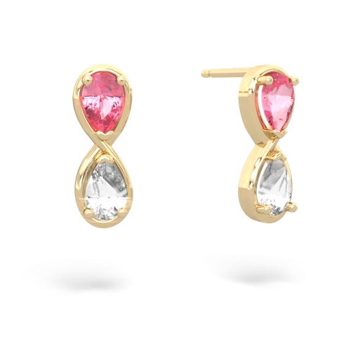 pink sapphire-white topaz infinity earrings